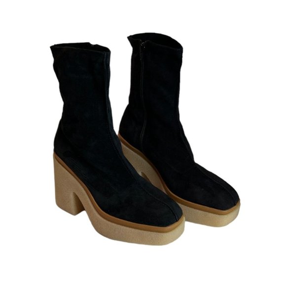 Free People Gigi Black Suede Ankle Bootie Platform Size US 11 NWOB - Picture 3 of 7